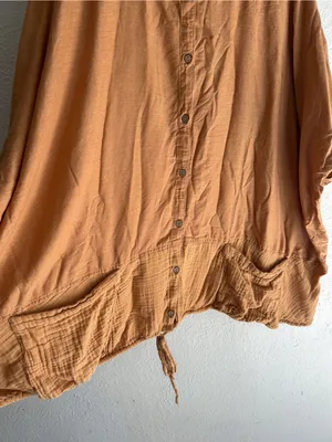 Free People Oversized Tunic Top M/L Rust Orange Boho Lagenlook Slouchy thumbnail 5