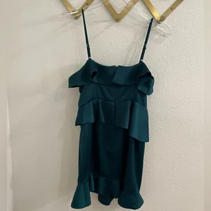 NWOT NBD Revolve Soozie Mini Dress Emerald Green Satin Small thumbnail 5