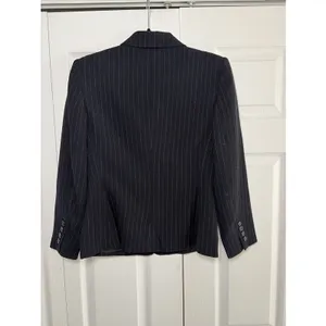 Lauren Ralph Lauren Pinstripe Blazer Womens Size 4 Navy Blue Worsted Wool Office thumbnail 4