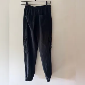 Zara Black‎ Stretchy Elastic Waist Cargo Jogger Pants With Pockets thumbnail 7