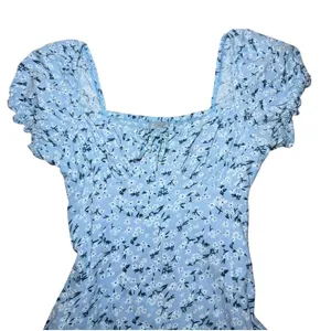 Sky‎ & Sparrow Blue Floral Embroidered Puff Sleeve Mini Dress Cottagecore Square thumbnail 4