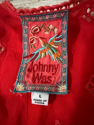 Johnny Was Luanna Red Eyelet Scoop Neck Tank Blouse thumbnail 10