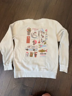 The Bunk House Cream Crewneck Sweatshirt “Down the Shore” - Medium - C4-113 thumbnail 6