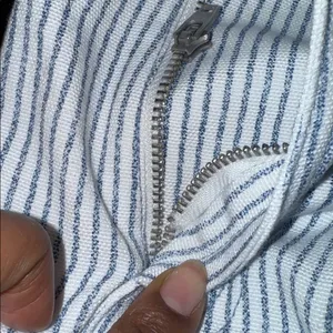Zara Blue and White Striped Straight Leg Jeans thumbnail 3