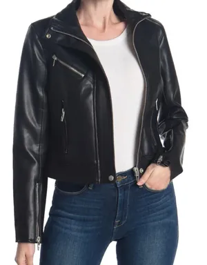 BLANKNYC Faux Leather Full Zip‎ Moto Jacket Black thumbnail 1