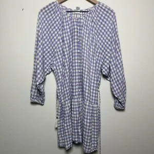 L Space Women Cotton Park Slope Gingham Vida Dress Medium Purple Tassel Tie thumbnail 2