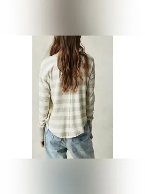 NWT Free People We The Free Sail Away Long Sleeve Tee - neutral combo - XS thumbnail 6