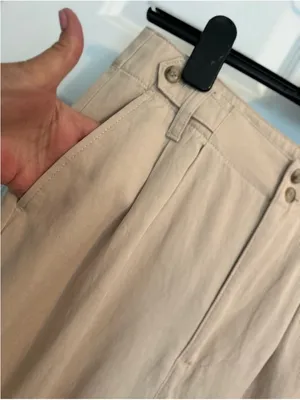 Madewell The Harlow Wide-Leg Pants in Tan thumbnail 4