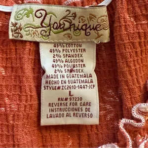 Vintage Y2K Babydoll Top‎ Younique Large Terracotta Embroidered Feminine Floral thumbnail 7