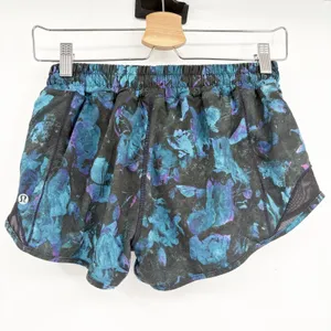 Lululemon Womens Floral Shift Blue Multi‎ Black Hotty Hot Running Shorts Size 6 thumbnail 8