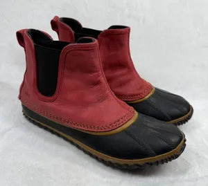 Sorel Out N‎ About Chelsea Waterproof Red Black Duck Boots NL2410-687 Womens 9 thumbnail 1