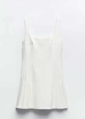 Zara pleated tennis inspired mini dress fitted ivory casual summer vacation thumbnail 4