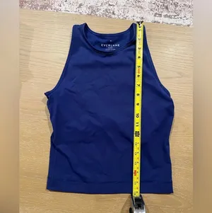 Everlane Perform Athletic Womens Royal Blue Crop Built In Bra Knit Tank Top thumbnail 4