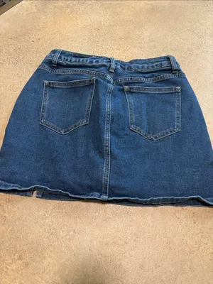 Dark Blue Denim Mini Skirt with Front Slit Size M thumbnail 3