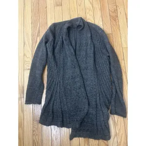 Mary Firenze Sweater Women M Pleated Cardigan Brown /gray Wool Alpaca Italy Made thumbnail 3