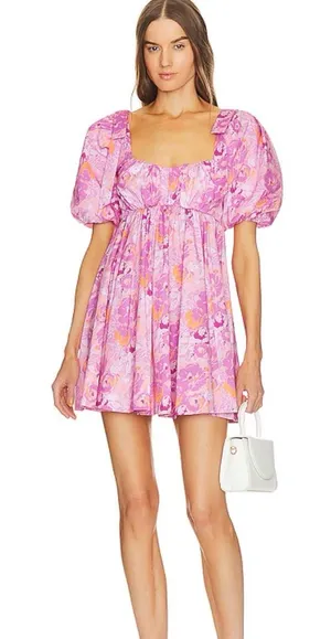 Likely Martinique Floral Puff-Sleeve Tie-Back Mini Dress thumbnail 1