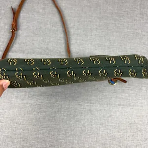 Dooney & Bourke Crossbody Bag Womens Small Green Canvas Leather Monogram thumbnail 15