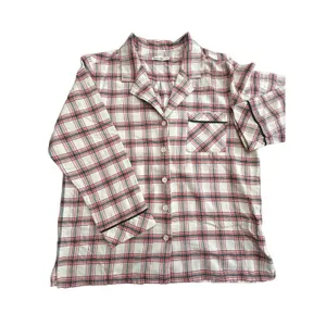 Marine Layer Pajama Size Medium Flannel Classic PJ Top in Red Cream Plaid #N4-5‎ thumbnail 2