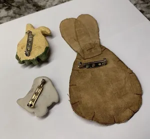 Bunny Rabbit Brooch Pin Handmade Hand Crafted Lot Of 3 Whimsical Cottagecore thumbnail 1