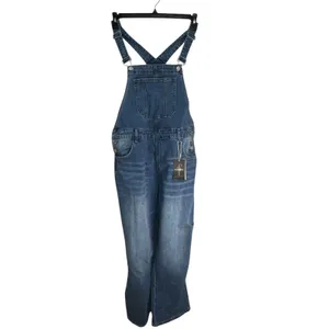 Flamingals Womens Denim Overalls XL Medium Wash Straight Leg Carpenter 80498 NEW thumbnail 2