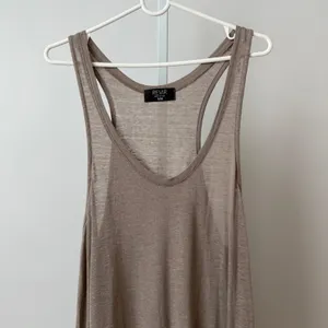 REVIR Linen Relaxed Boho Beachy Slouchy High Low Racerback Tank Dress S/M Taupe thumbnail 2