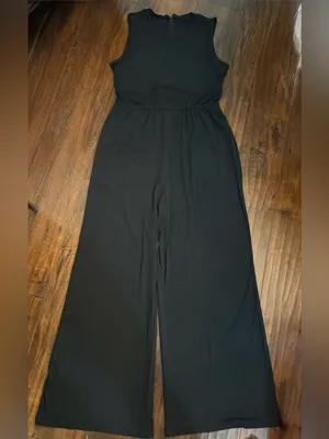 Cider Black Solid Sleeveless Wide Leg Jumpsuit Size XL NWT thumbnail 3