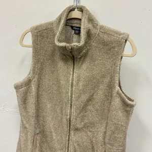 Eddie Bauer Tan Fleece Full Zip Vest Mock Neck Oatmeal Medium Fall Contemporary thumbnail 3