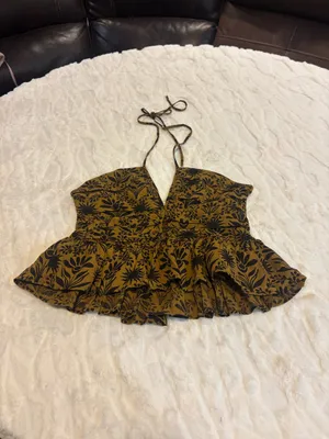 NWT Free People Dandelion Floral Halter Top Size M. thumbnail 3
