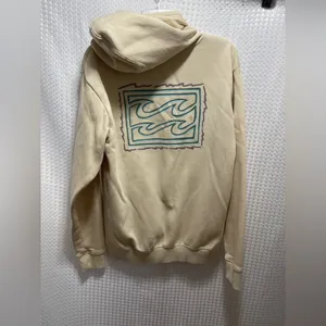Billabong Women’s Pullover Hoodie Cream Size Small Wave Graphic thumbnail 4