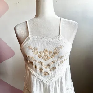 White Embroidered Lace Trim Tank Top Boho Cottagecore Festival‎ Bohemian XS thumbnail 2
