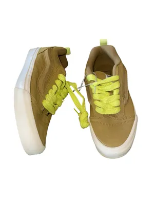 NEW VANS KNU SKOOL SNEAKERS Suede M-8 W-9.5 GOLDEN HOUR ANTELOPE / Green thumbnail 6