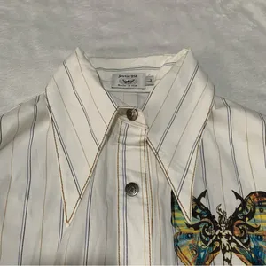 Jessie USA size large Striped Shirt with Butterfly Detail 90s y2k whimsigoth rod thumbnail 4