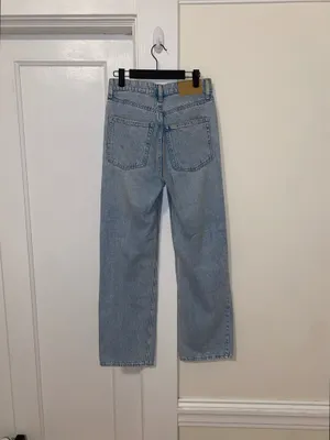 H&M Loose Straight High Jeans Light Denim Blue thumbnail 2