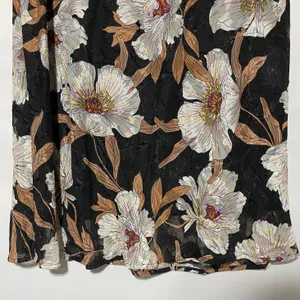 Band of Gypsies Collective Floral Print Midi Slip Skirt Rho Black Cream Size Large thumbnail 14