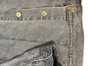 Haute Hippie Tribe Distressed Light Wash Denim Jean Jacket Silver Tone Sz 3X thumbnail 2