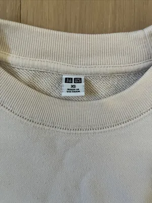 Uniqlo Cotton Crewneck Sweater in Beige Cream Women's XS Extra Small thumbnail 5