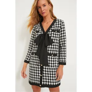 Pomander Place Black White Tweed Bow Mini Dress 2X | NWT Chic Classic thumbnail 2