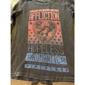 Affliction Ladies Long Sleeve Waffle Knit Shirt Sz S Lace Stars Black Biker thumbnail 2