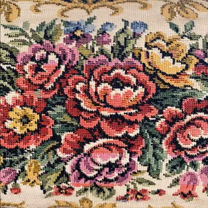 Vintage petit point needlepoint floral handbag clutch thumbnail 2