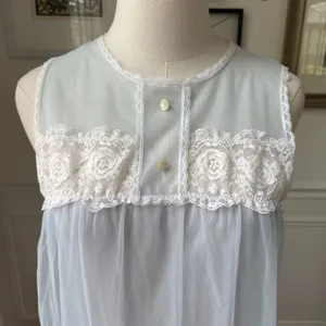 Vintage 70s Aristocraft Long Pastel Blue Nightgown M thumbnail 3