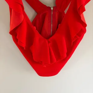 Red Ruffle V Neck Sleeveless Crop Top Back Zip‎ XS Whimsygoth Chic Club Attire thumbnail 3