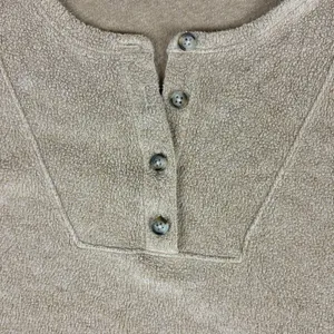 Madewell Sweater Womens L Brown Henley 3/4 Sleeve Terry Relaxed Pullover MWL Top thumbnail 4