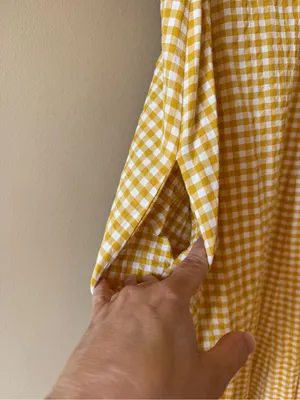 MNG‎ Womens Cotton Blend Check Print V-Neck Long Sleeve Maxi Dress Yellow Size 2 thumbnail 7