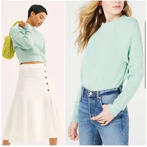 FREE PEOPLE Too Good Pullover in‎ Mint Green Mockneck thumbnail 3