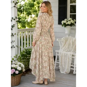 NWT IVY CITY CO Bree Floral Dress Midi Maxi Lace Trims Feminine Romantic Large thumbnail 7