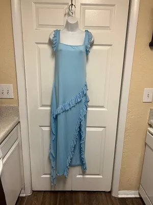 Unbranded Ruffled Maxi Dress Blue Size L thumbnail 4