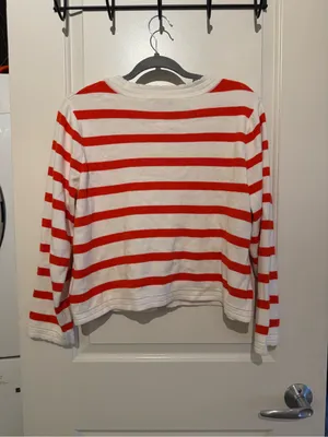 Red & White Striped Button-Front Women's Sweater Cardigan thumbnail 5