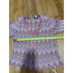 Derek Lam 10 Crosby Arya Scalloped Crochet Pink Cardigan Size Large thumbnail 7