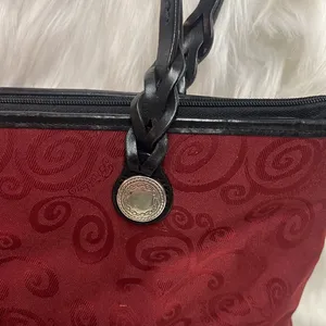 Brighton Mevelyn Red‎ Canvas Tote with Leather Trim B30 thumbnail 4