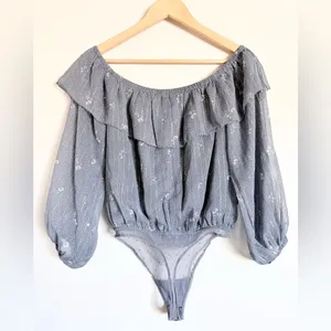 Abercrombie & Fitch Cottagecore Peasant Style Blue Bodysuit Medium thumbnail 7